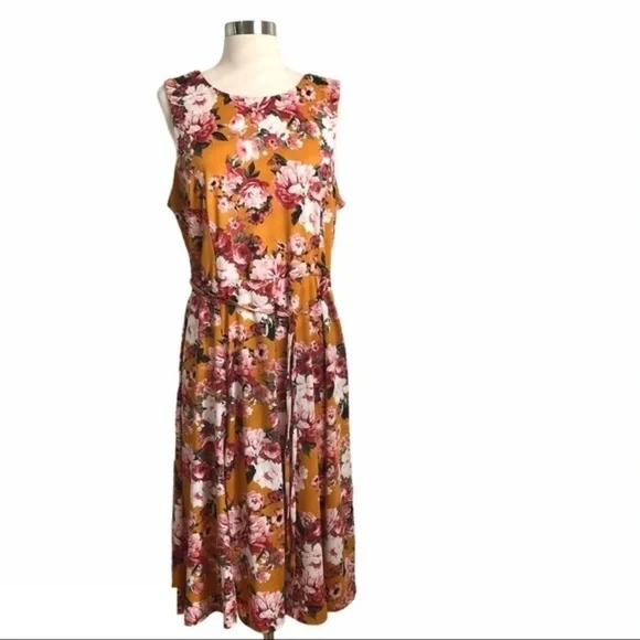 Mustard Floral Dress - NWT - Picture 2 of 9